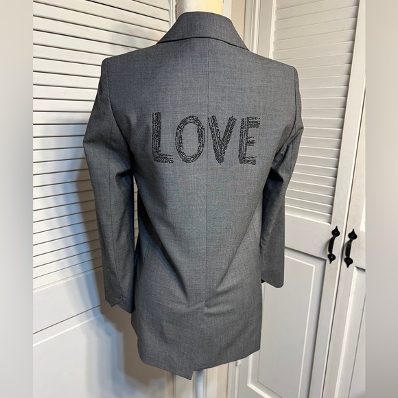 ZADIG & VOLTAIRE VIVA BIS GRAY BLAZER LOVE EMBELLISHED - Picture 5 of 9